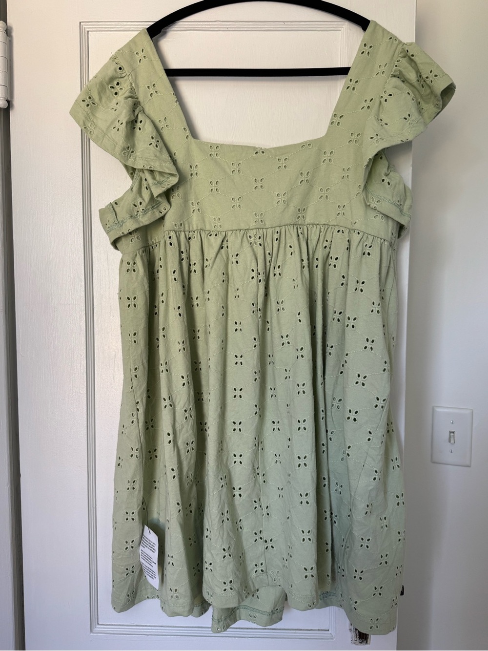 ASOS Eyelet Summer Babydoll Sage Green Dress - Picture 6 of 7